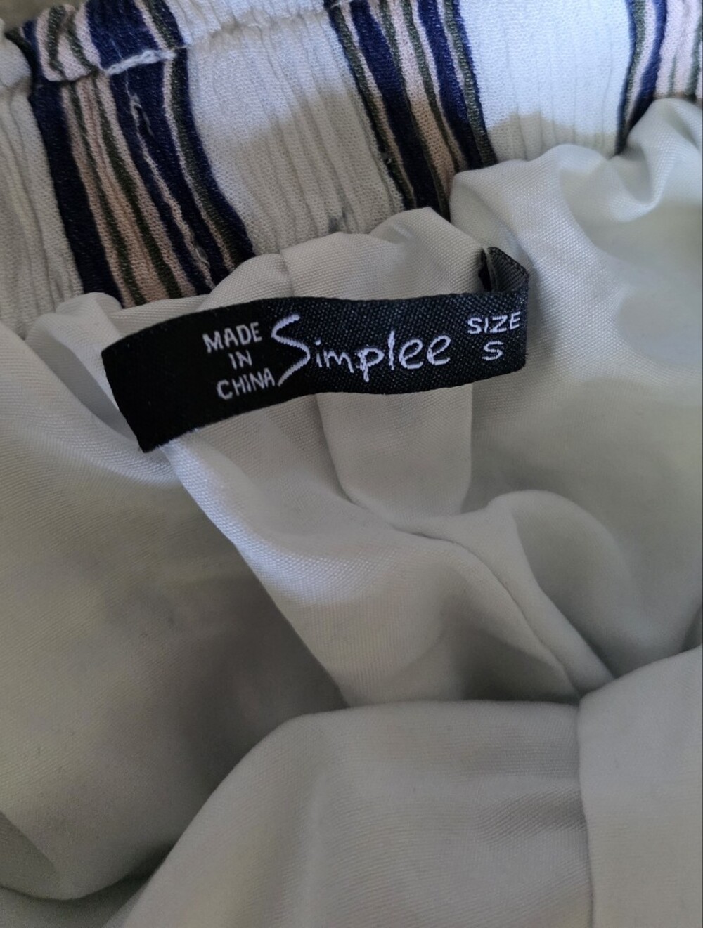 Simplee White Stripe Wide Leg Palazzo Pants Tie Waist Resort Beach Pants Size S - Picture 13 of 13